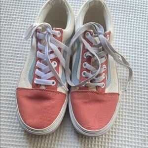 Vans Women's Coral and White Sneakers